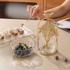 Creative Golden Bird Stainless Steel Fruit Fork Shelf Home Dessert Fruit Fork Spoon Storage Jar Glacier Glass Storage Bottle New