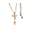 Lotus jade pendant braided rope necklace women's new Chinese ancient cheongsam decoration national style Hanfu horse dress with accessories