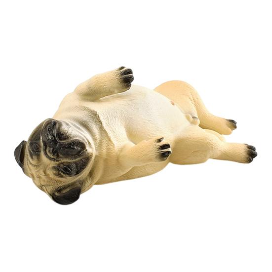 Simulated Dog Model PVC Sleeping Pooping Pug Shiba Figurine Statue Sculpture Home Office Desktop Decoration Ornament Kids Educational Animal Toy
