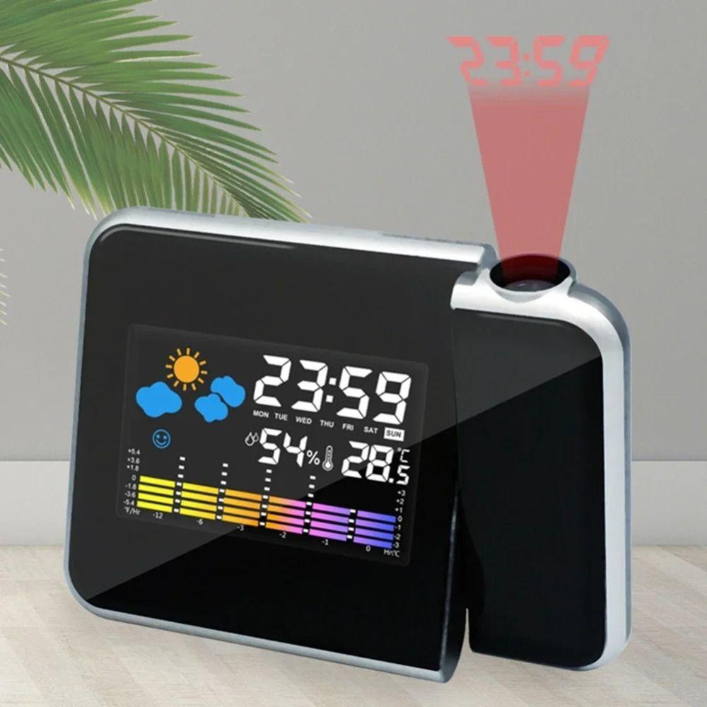 Smart LED Display Projection Alarm Clocks Wireless Backlight LED Digital Clock Adjustable Angle Weather Station Home