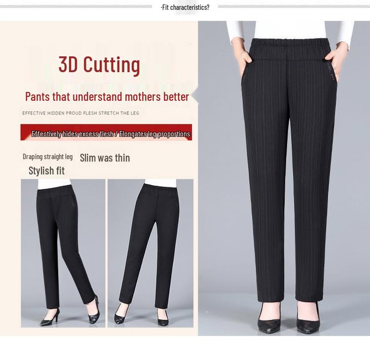 Pantalon Velours Doublé Taille Haute Élastique pour Femmes - Épais, Coupe Ample, Parfait pour les Femmes d'Âge Moyen et les Personnes Âgées