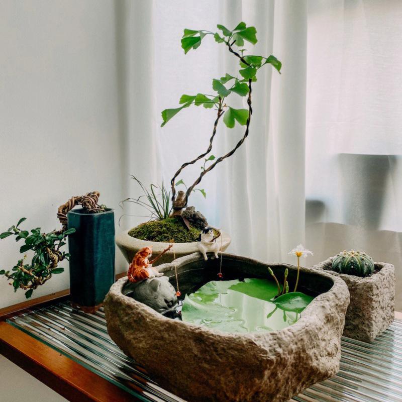 Fishing Cat Ornaments Aquarium Decoration Fish Landscaping Cartoon Cat Statue Mini Resin Figurine Home Decorations