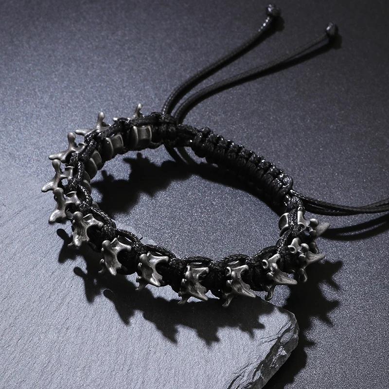1ks Pánský náramek Hip Hop Styl Tmavě Gotický Dračí Hřbet Zinková Slitina PU Kůže