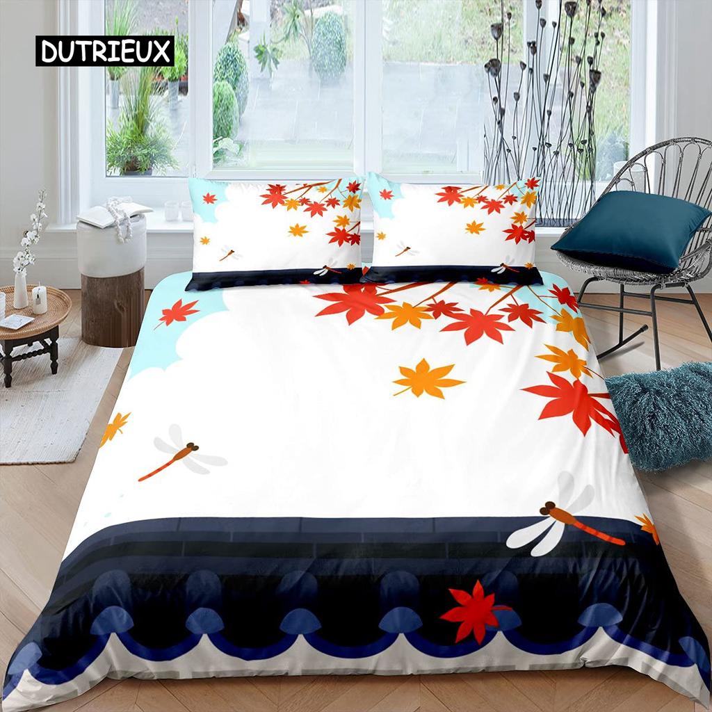 Dragonfly Duvet Cover Set King Size Colorful Wing Bedding Set for Kids Teens Adult Forset Wild Animal Theme 2/3pcs Quilt Cover