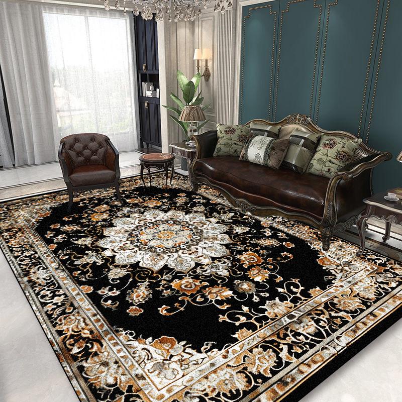 European Style Luxury Carpet for Living Room Decoration Black Printing Sofa Area Rugs 200x300 Home Non-slip Bedroom Floor Mats