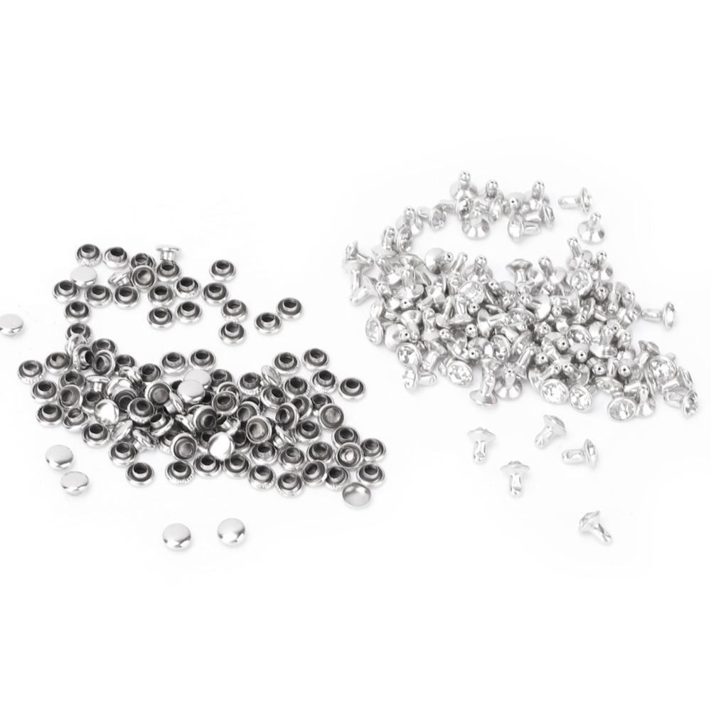 100pcs Silver & Gold Crystal Rivets Metal Material Double Cap Rivets  DIY Leather Craft