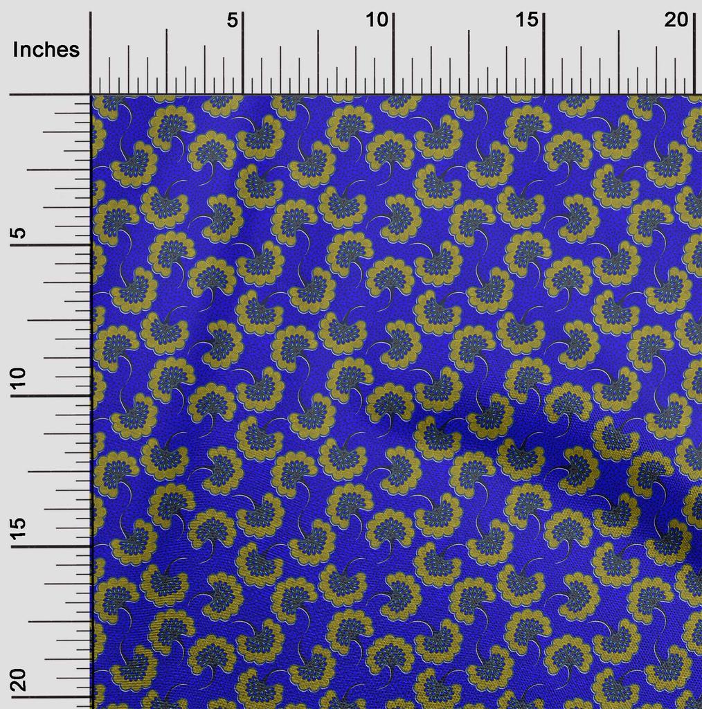 oneOone Cotton Flex Indigo Blue Fabric Asian Japanese Floral DIY Clothing Quilting Fabric Print Fabric by Yard 40 Inch