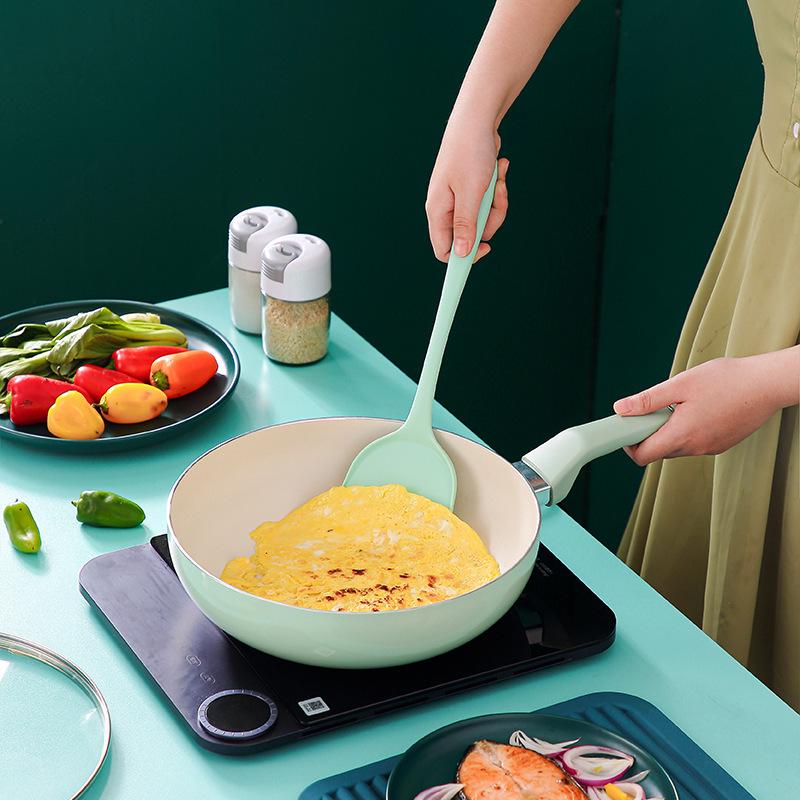 Shan Zu Light Green Ceramic Non-stick Frying Pan & Wok, Induction Compatible Flat Bottom