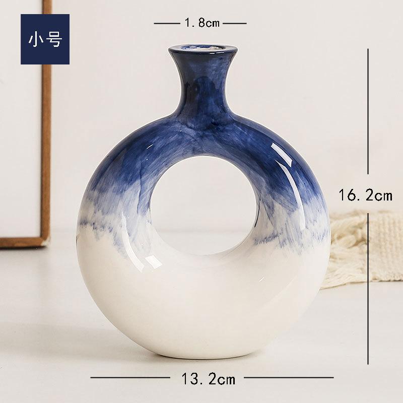 Creative hand-painted gradient ceramic vase Pampas Grass Donuts Flower Home Decor Accessories Office Living Table Decor Vase