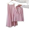 spring and autumn new European and American Amazon cross-border V-neck suit striped top lace edge skirt cover