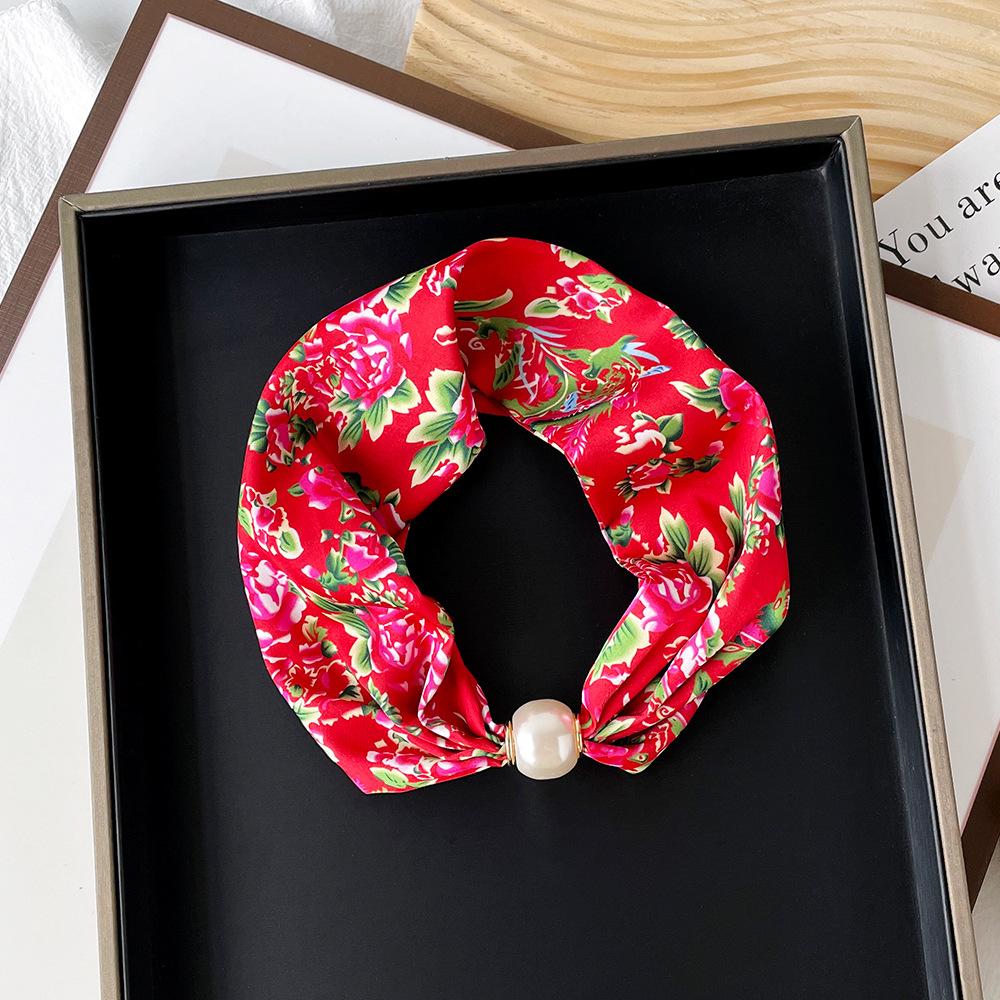 Magnetic Buckle Small Scarf Diamond Studded Magnetic Buckle Scarf Women'S Necklace Headband Scarf Light Luxury Exquisite