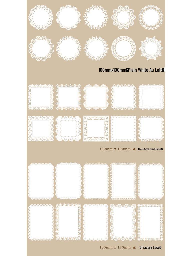 8 Styles Momo Hollow Lace Paper - Alice's Tea Party Scrapbook Diary Decorative Base Paper