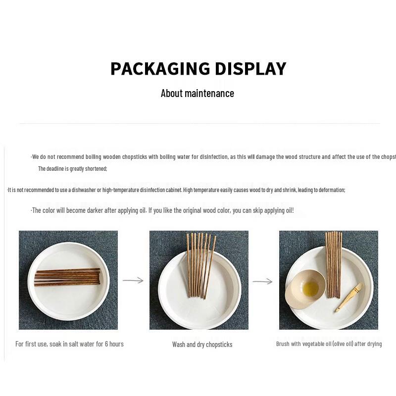 KOBACH Solid Wood Chopsticks Set, 10 Pairs