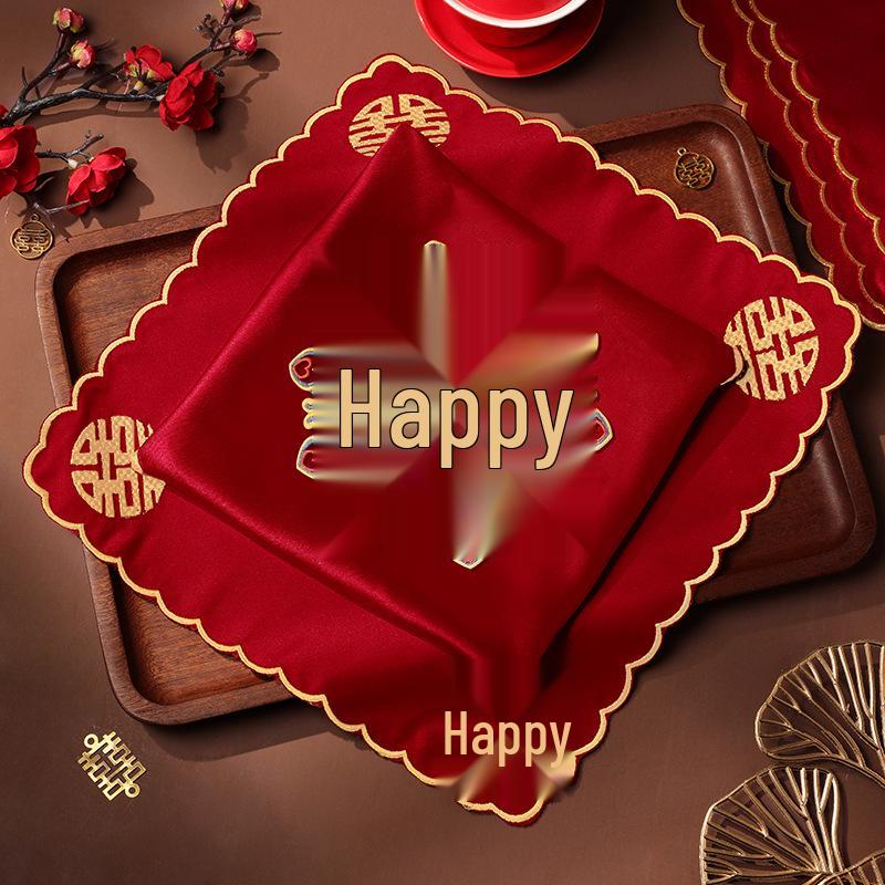 Rotes Xi Hochzeits-Taschentuch - Braut Aussteuer Set