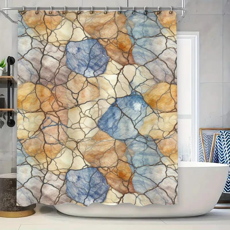 

Personalized Blue Striped Shower Curtain Rachel Custom Name Printed Shower Curtain Waterproof Fabric Bathroom Decor W90XH180cm