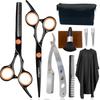 6.7 Inches Hair Cutting Scissors Set, Flat & Thinning Scissors with Accessories for Barber Salon Shop and Homeuse