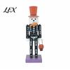 Solid Wood Holiday Statue Halloween Nutcracker Wooden Figurine, Hand-Painted Skeleton Soldier Ornament, Retro Seasonal Horror Theme Ornament