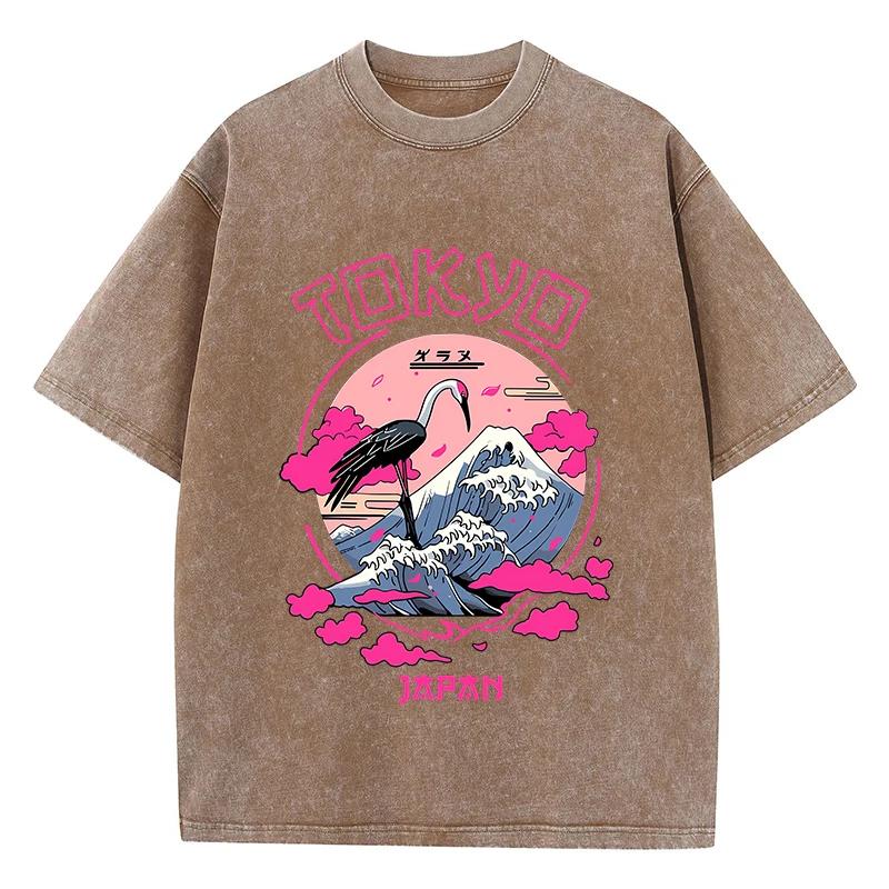 

Винтажные женские футболки с кислотной стиркой, футболки с принтом Токио Харадзюку, хлопковые футболки с круглым вырезом, оверсайз, с коротким рукавом, модная одежда 3XL
