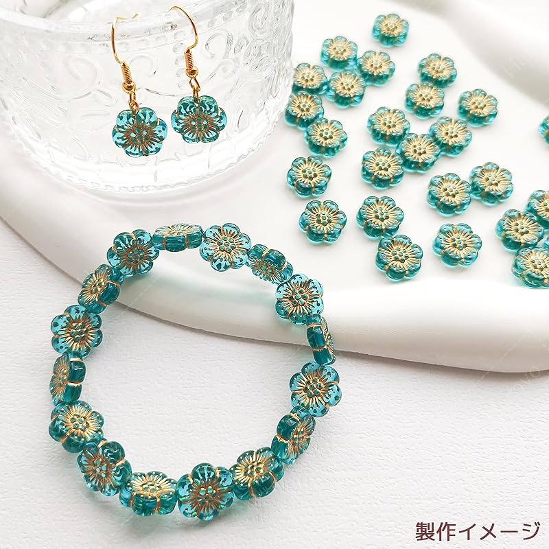 Harovo květinové korálky korálky mix starožitné korálky akrylové korálky dekorační korálky korálky ručně vyráběné náramky náušnice příslušenství díly 100 kusů aqua modrá