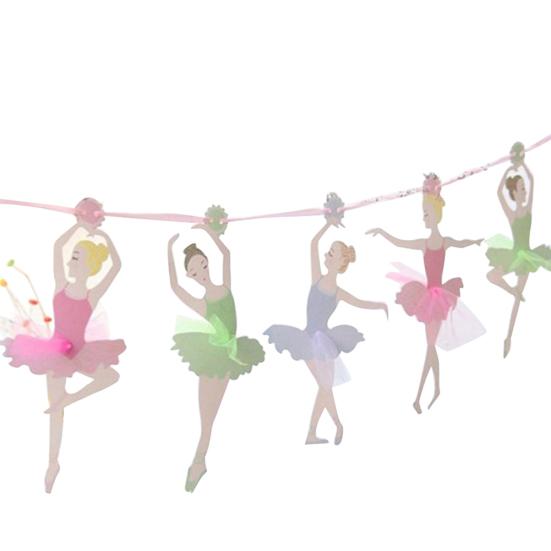 Lovely Dancing Ballet Girl Banner Hanging Bunting Kindergarten Party Decoration