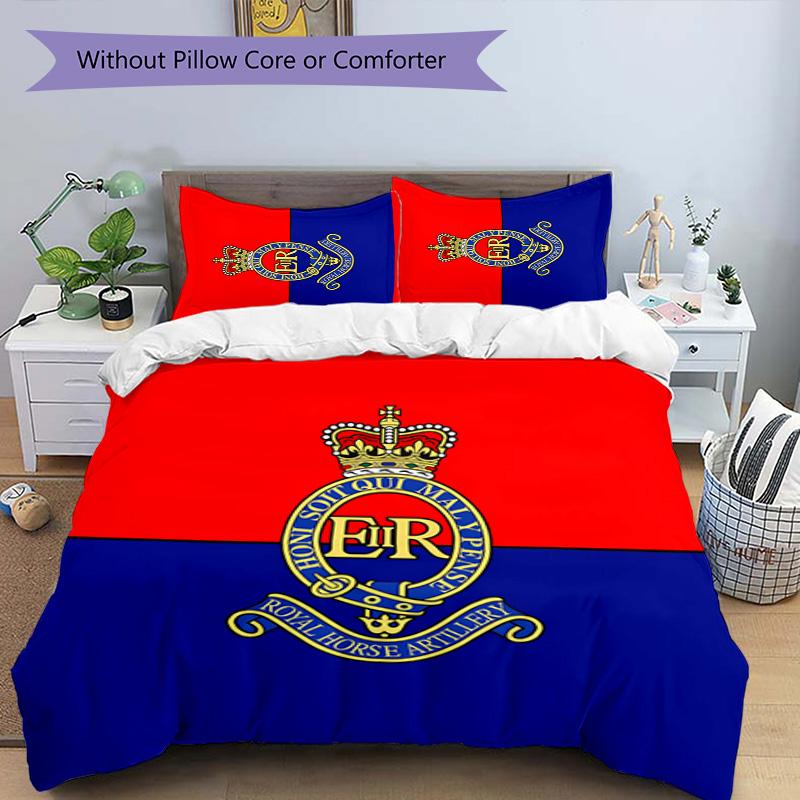 British Royal Artillery 3pcs Bedding Set Duvet Cover Closure Includes 1 Duvet Cover & 2 Pillowcases for All Seasons Bedroom Home Dorm Decor