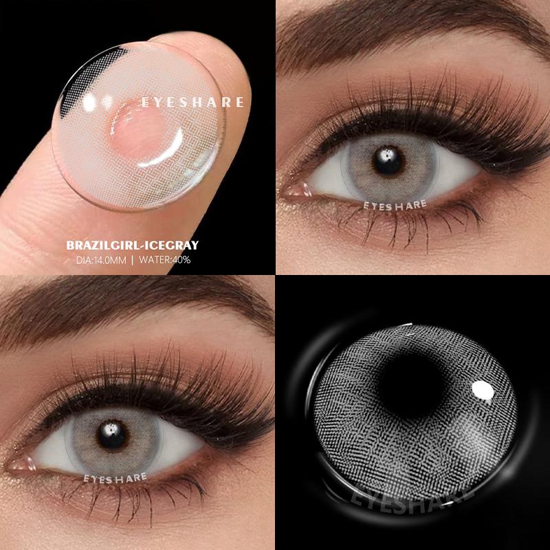 Eyeshare Neue Kontaktlinsen Farbige Kontaktlinsen für die Augen 1 Paar Grüne Kontaktlinsen Blaue Augenlinsen Jährliches Schönheits-Make-up Graue Pupillenlinse