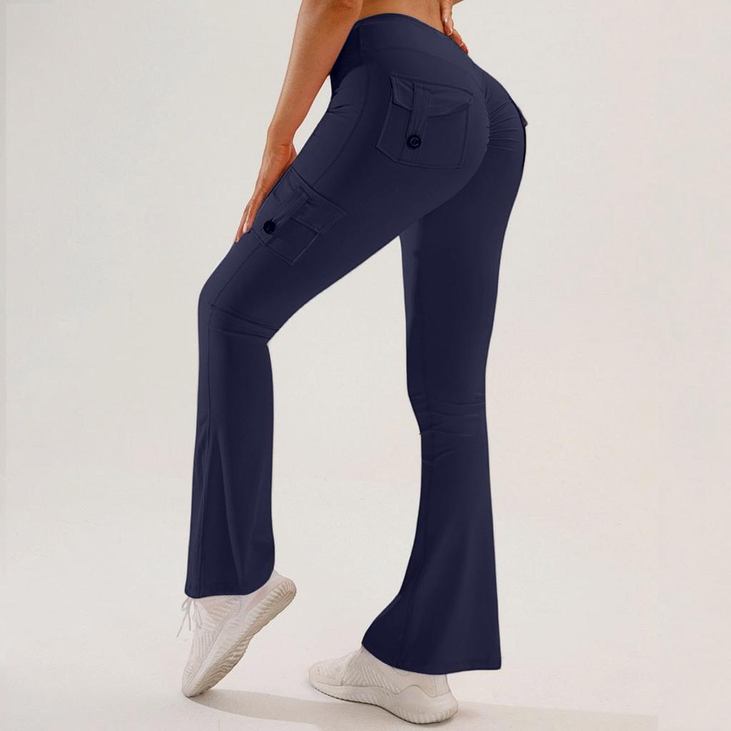 Women’s Yoga Leggings Outdoor Sports Fitness Multi-Pocket Flare Pants Work Trousers