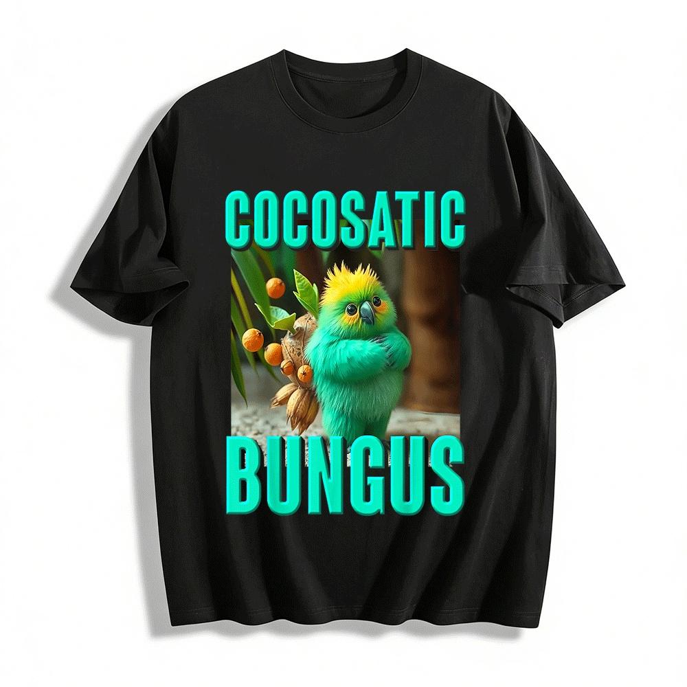 Cocosatic Bungus Funny Coconut Bird Graphic Casual Tee Pure cotton T-shirt XXS
