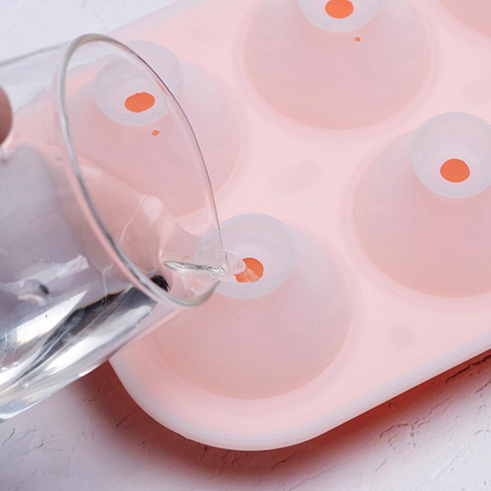 6 Cavity Ice Cubes Molds Silicone Tray for Coffee-peach