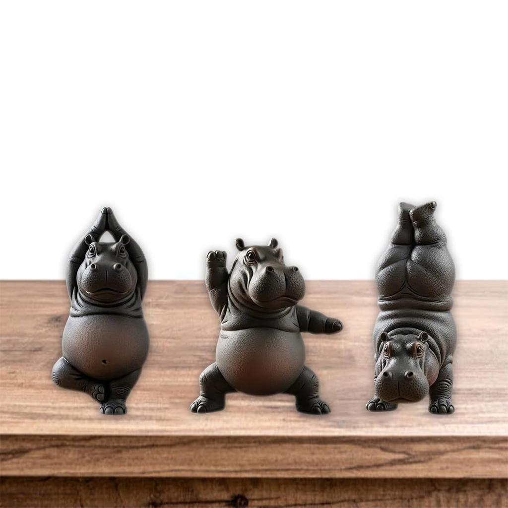Plastic Meditating Clumsy Hippo Statue Figurine For Home Office Meditations Room Decors Unique Gift For Animal Lover