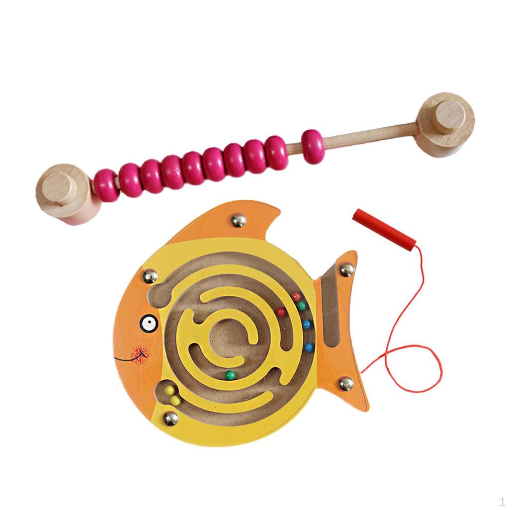 2pcs Busy Board DIY Accessories Fish Maze and Abacus Beads Cognition Game