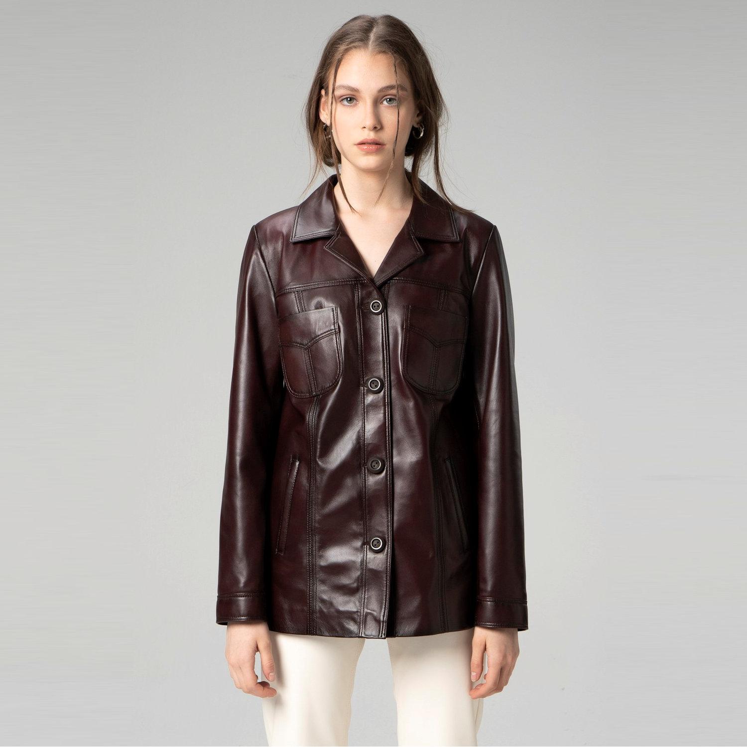 

Dericlub Женская куртка из 100% натуральной кожи XS каштановый