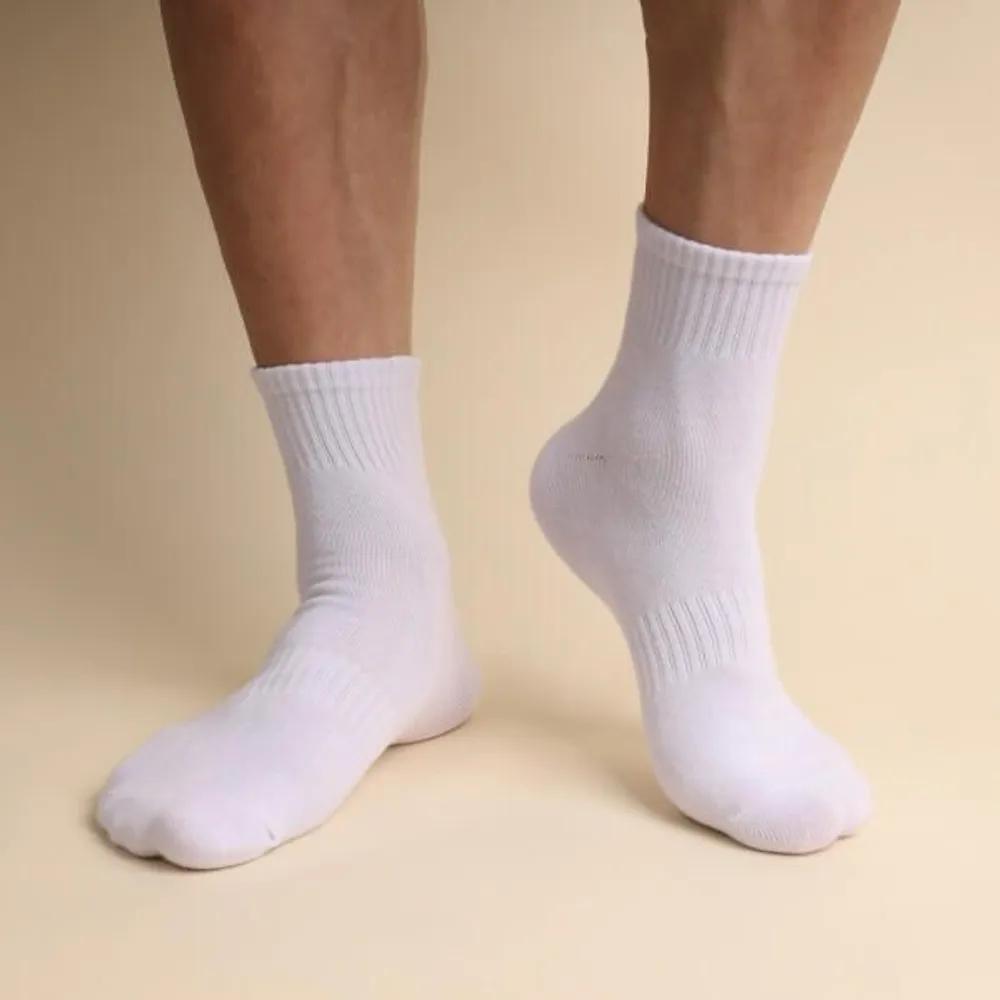 Dodohannal Stretchy Plain White Student Socks Daily Set of 8 Pairs