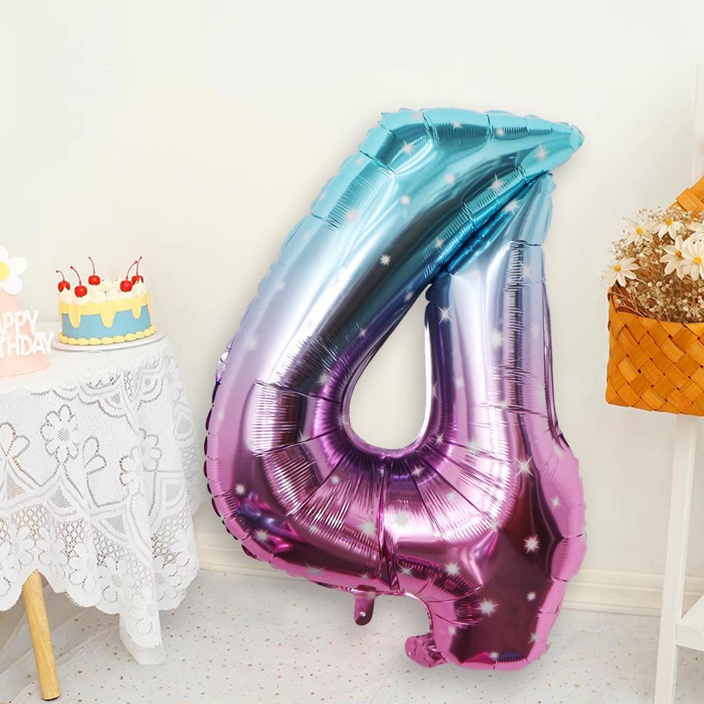 32-Inch Gradient Color Aluminum Foil Number Balloons - US Version