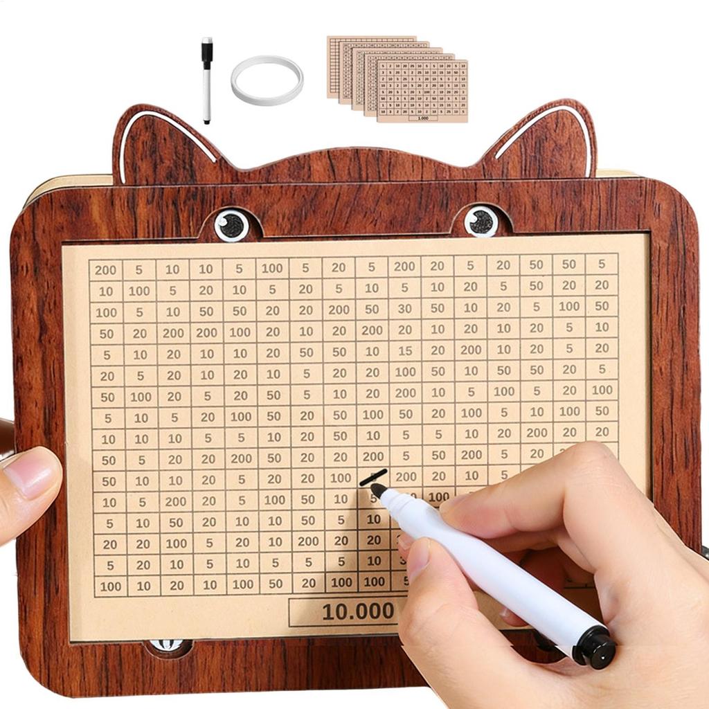 Money Saving Box Wooden Piggy Bank with Reusable Money Box with Saving Goal and Numbers Boxes with Savings Goals and Figures