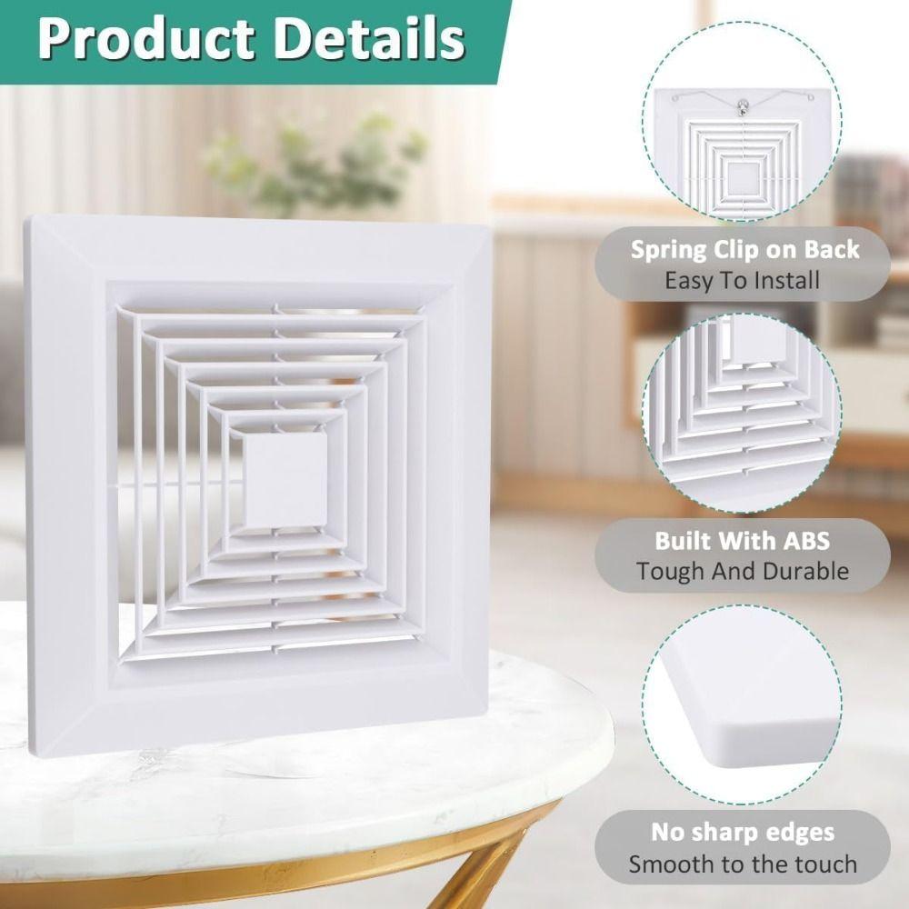 With Spring Exhaust Fan Cover Square Air Diffuser New Diverter Ventilation Hood Bathroom