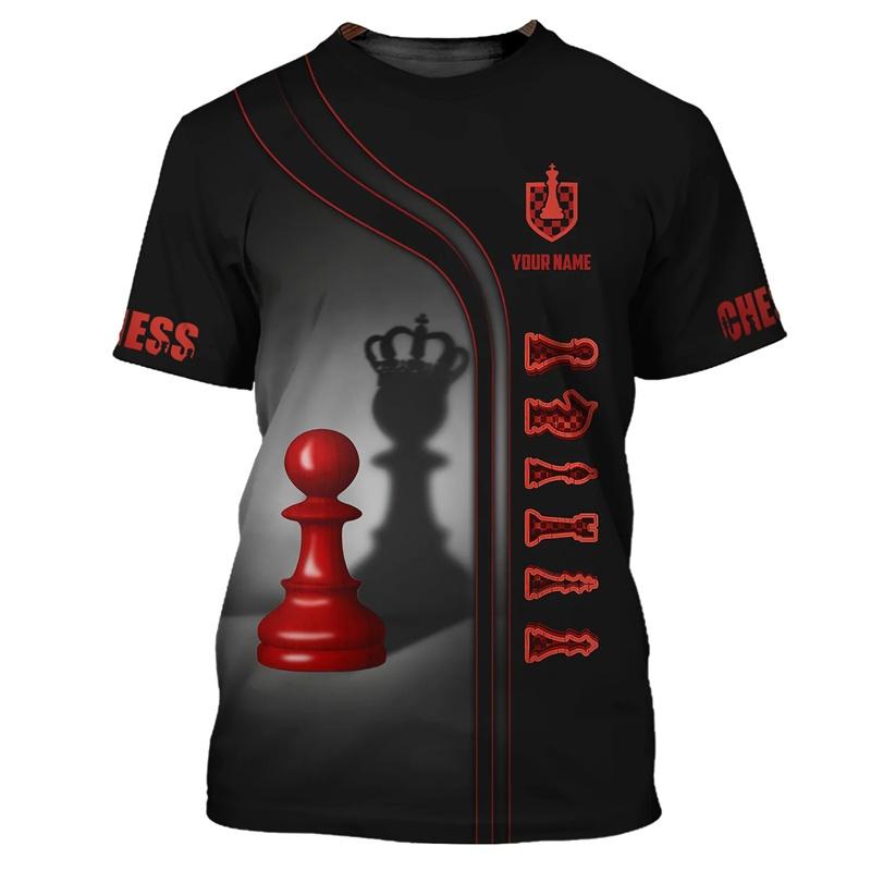 Cool Chess Pattern T Shirt For Men Customized 3D Printed T-Shirts Summer Fashion Round Neck Street Oversized Short Sleeve Tees