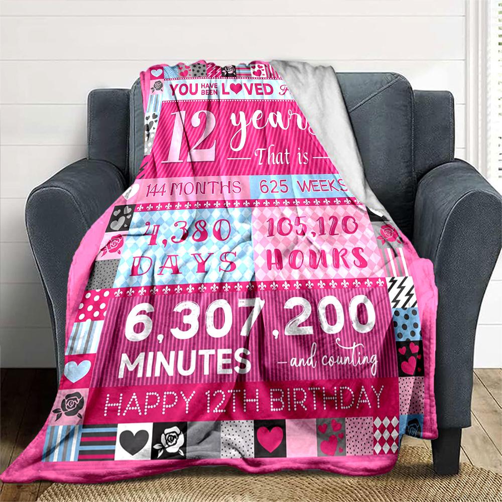 12Th Birthday Celebration Gift Blanket Warmthful Decor Throw Sofa Couch Office Occasions Versatile Accessory Birthday Christmas Gift Blanket Y6