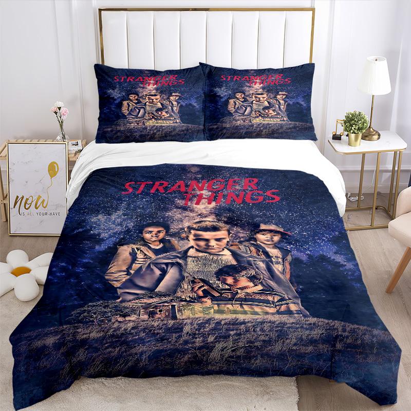 Stranger Things Adventure Print 3Pcs Bedding Setduvet Cover With 2 Bedropillowcase Home Birthday Gift