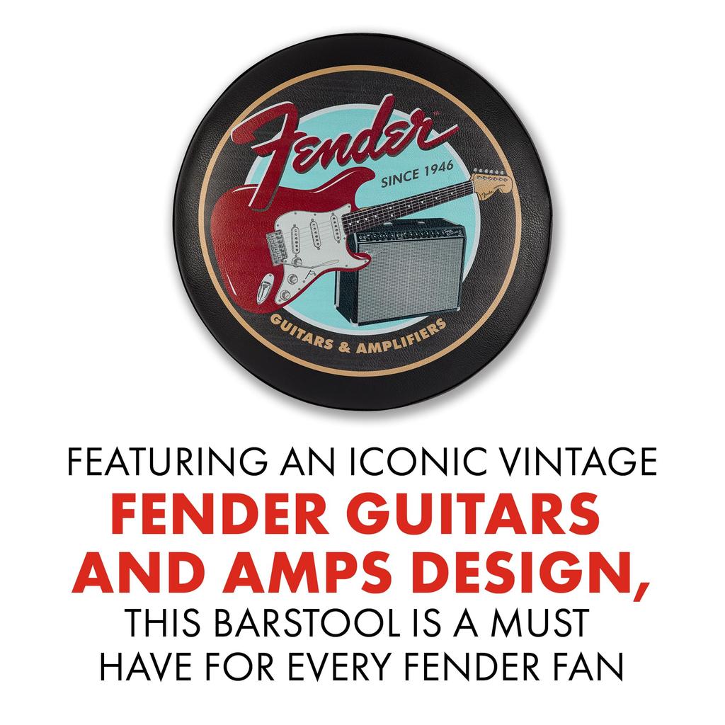 Θήκη για Πένες Ενισχυτών Σκαμπό Μπαρ Fender Fender/Κιθάρες & Μαύρο/Μαύρο 30"