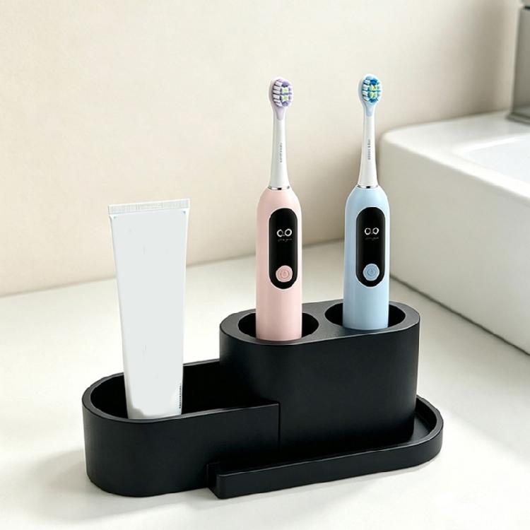 Dorm Bathroom Toothbrush Holder Plastic Counter Stand, Electric Brush Storage Holder for Small Sink Home Spaces