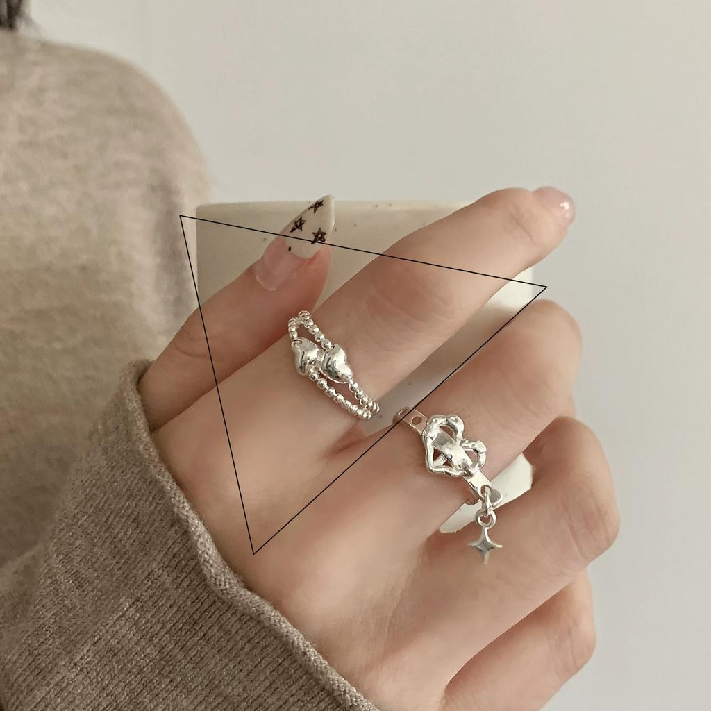 VENTFILLE 925 Sterling Silver Flower Lace Ring Korean Fashion Opening Inlaid CZ Adjustable Rings Valentine's Day Gift