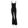 Women's clothing 2025 summer new sexy U-neck backless slim solid color suspender jumpsuit