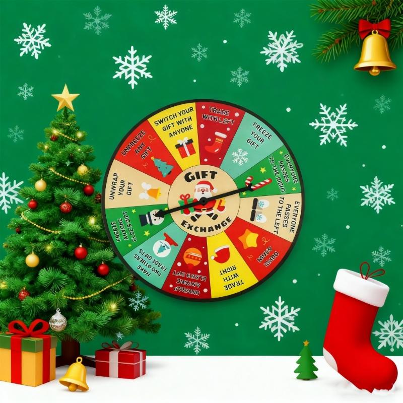 Wood Rotating Wheel for Christmas Gift Exchange with Easy Setups Perfect for Various Party Occasion and Festival Decors