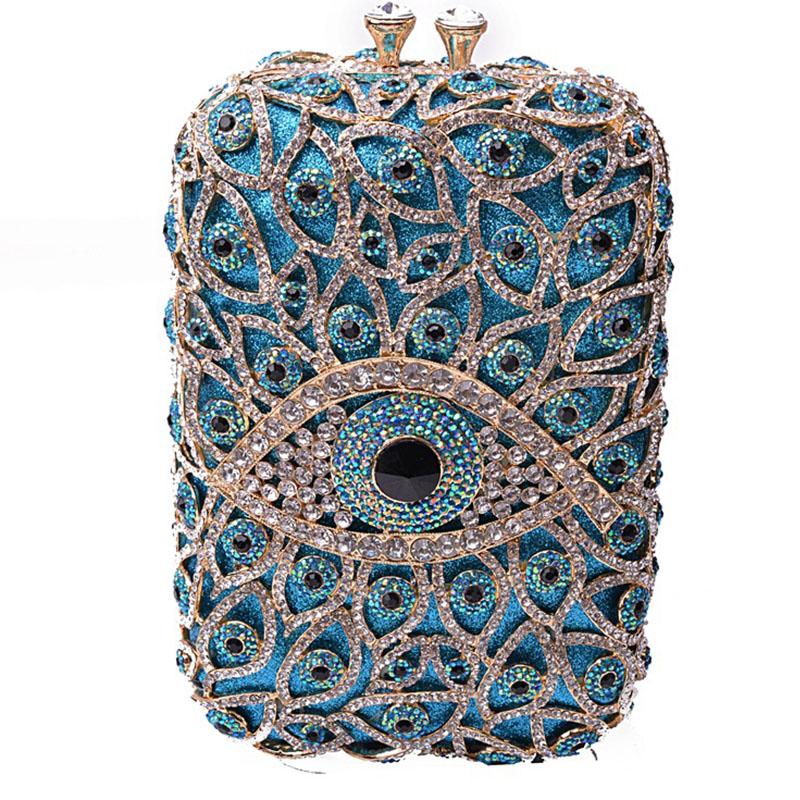 WHTUOHENG Crystal Evening Clutches Bags Multicolored Diamond Gold Metal Bag Hollow Out Luxury Designer Handbags Lady Girl Dinner