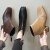 Ankle Boots For Women Square Toe Fashion Shoes Plush Warm Winter Short Boots Zipper Square Heels Comfortable Lady Shoes 358