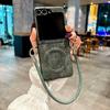 Business Crazy Horse Pattern Magnetic Case for Samsung Z Flip7: Foldable, Anti-Drop, Anti-Lost Lanyard, Compatible with 6/5 Gen.