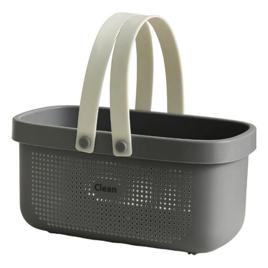 Bath Storage Basket with Handle Load Bearing Ventilation Holes Stable Bottom Easy Access Hollow Out Shampoo Toiletry Bath Basket Home Supply