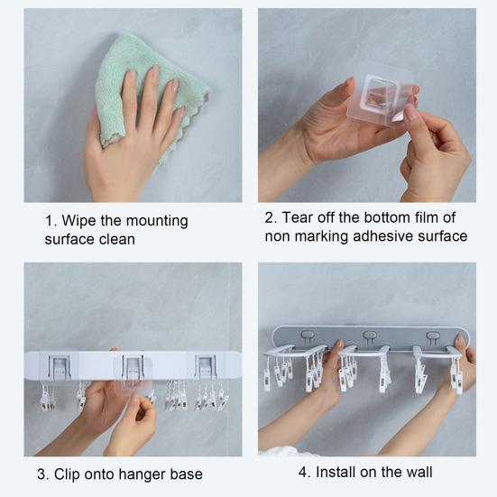 Úložný stojan Nástěnný skládací ABS silný samolepicí věšák na oblečení pro domácnost