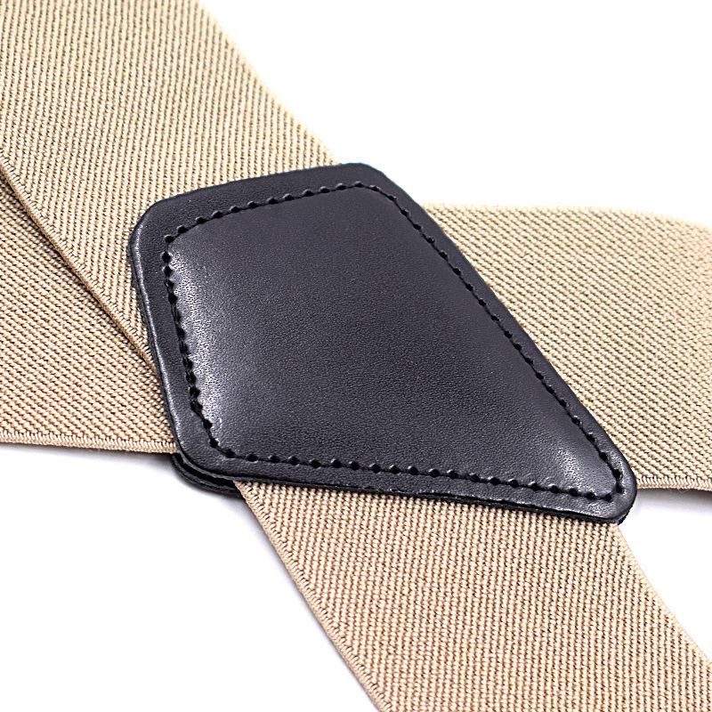 Bretelles kaki pour homme à 4 pinces, 5 cm de large et longueur réglable, en stock.